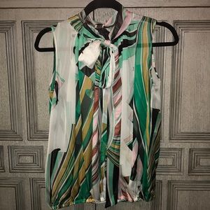 Emilio Pucci sleeveless pussybow blouse